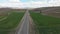 Aerial drone view of Turkey rural landscape and road in spring, Denizli