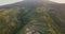 aerial drone view of a vegetable plantation on the slopes of Mount Sumbing