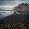 Aerial drone view of Vestrahorn mountain