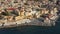 Aerial drone view video of iconic and picturesque Venetian old port of Chania with famous lighthouse and traditional character,