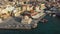 Aerial drone view video of iconic and picturesque Venetian old port of Chania with famous lighthouse and traditional character,