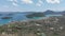 Aerial drone view of Vlichos bay and Nidri town Lefkada, Greece