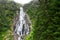 Aerial drone view of a waterfall, nature in Romania