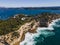 Aerial drone view of Watsons Bay in East Sydney, Australia looking toward South Head