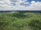 .Aerial drone view, woodland forest and sky