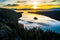 Aerial drone views high above Emerald Bay at Sunrise a once in a lifetime nature landscape