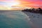 Aerial from Druif beach on Aruba island at sunset