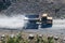 Aerial of dump truck at work, BC, Canada