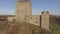 Aerial Dunguaire Castle Evening Sunset, near Kinvarra in County Galway, Ireland - Wild Atlantic Way Route. Famous public tourist a