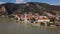 Aerial of Durnstein, Wachau valley, Austria.