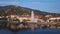 Aerial of Durnstein, Wachau valley, Austria.