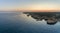 Aerial dusk seascape in Praia Albandeira, beach destination of Algarve coast. Portugal