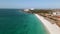 Aerial from Eagle beach on Aruba in the Caribbean, bird ey view at the beach with umbrella at Aruba Eagle beach