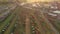 Aerial of an Early Morning View of Opening Day at an Amish Mud Sale Selling Farm Equipment