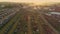 Aerial of an Early Morning View of Opening Day at an Amish Mud Sale Selling Farm Equipment