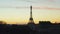 AERIAL: Eiffel Tower,Tour Eiffel in Paris, France Drone view with Beautful Sunset Sky