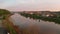 Aerial Elevating Up Over Kanawha River and Charleston West Virginia