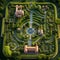 Aerial Enchantment: Illustration of a Labyrinthine Garden Maze