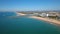 Aerial. Entrance to the tourist port of Vilamoura port filmed from the sky.