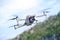 Aerial equipment Drone with Digital Camera on the mountain background.Technology concept