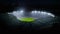 Aerial Establishing Shot of a Whole Stadium with Soccer Championship Match. Teams Play, Crowds of