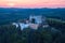 Aerial, evening view on monumental Buchlov Castle, one of the most important castles in Moravia, Czechia.