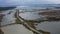 Aerial Exposed bridge in marshland, Narbonne, France