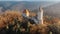 Aerial fall view of old stone Kokorin Castle built in 14th century.It lies in the middle of nature reserve on a steep rocky spur