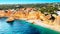 Aerial from famous beach Praia da Marinha in the Algarve Portuga