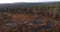 An aerial of famous hanging bogs in autumnal Riisitunturi National Park