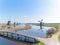 Aerial from famous traditional windmills on Kinderdijk in the Ne