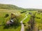 Aerial of Farmland and Farm Homes in Aspers, Pennsylvania