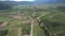 aerial farmland and road