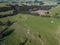 Aerial, Farmlands With New Zealand Bushlands