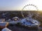 Aerial ferrris wheel in sunset