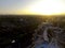 Aerial ferrris wheel in sunset