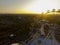 Aerial ferrris wheel in sunset