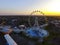 Aerial ferrris wheel in sunset