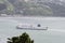 Aerial of ferryboat sailng in Lambton harbor bay, Wellington, New Zealand