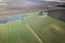 Aerial fields in early spring. Aerial shot of fields