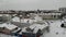 Aerial The First Cathedral Mosque Kazan Tatarstan. Winter. Roofs in the snow