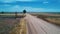 Aerial Flight Along Country Dirt Road in Eastern Colorado