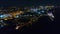 Aerial Flight Camden New Jersey Waterfront at Night