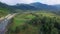 Aerial: flight in Carpathians mountains