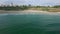 Aerial flight over Constanta beach at Black Sea, Romania