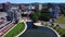 Aerial flight over Huntsville, Alabama, Downtown, Drone View, Big Spring International Park