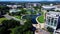 Aerial flight over Huntsville, Alabama, Drone View, Big Spring International Park, Downtown