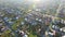 AERIAL: Flight over suburban houses.