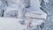 Aerial flight over Vernadsky base in Antarctica.