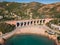 Aerial flight over Viaduc d\\\'AnthÃ©or and the Massif de L\\\'Esterel on the coast of Mediterranean .